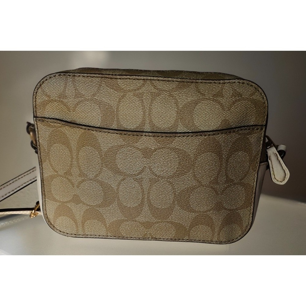 Coach Mini Camera Bag in Signature Logo/Cream-Tan‎